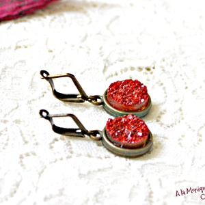 Cercei cu druzy portocaliu - bijuterii - cercei - cercei din argint - Artynos.ro