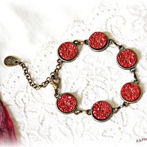 Bratara cu druzy portocaliu - bijuterii - brățări - brățări din mărgele - Artynos.ro