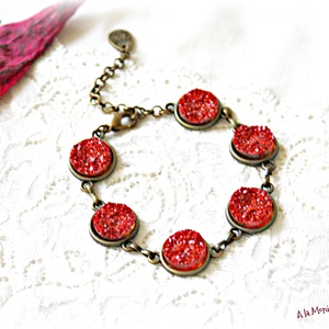 Bratara cu druzy portocaliu - bijuterii - brățări - brățări din mărgele - Artynos.ro