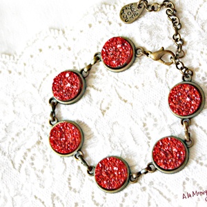 Bratara cu druzy portocaliu - bijuterii - brățări - brățări din mărgele - Artynos.ro