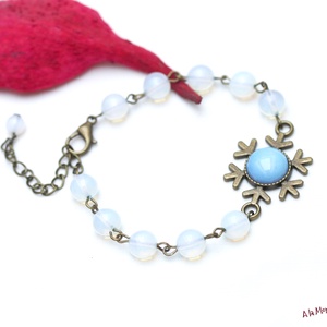 Bratara fulg de nea cu opalit - bijuterii - brățări - brățări din pietre semiprețioase - Artynos.ro