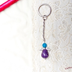 Breloc cu inger si ametist - genți și portofele - accesorii genți - breloc - Artynos.ro