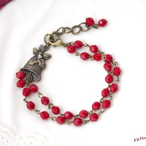 Bratara cu cristale si clopotel - bijuterii - brățări - brățări din pietre semiprețioase - Artynos.ro