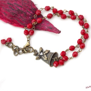 Bratara cu cristale si clopotel - bijuterii - brățări - brățări din pietre semiprețioase - Artynos.ro