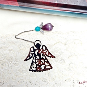 Semn de carte cu inger si ametist - cărți și creații cu tematică muzicală, cadouri - semn de carte - Artynos.ro