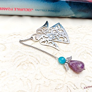 Semn de carte cu inger si ametist - cărți și creații cu tematică muzicală, cadouri - semn de carte - Artynos.ro