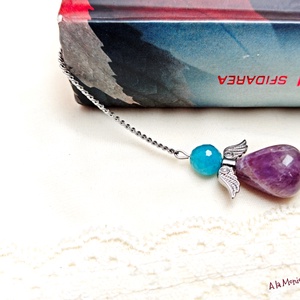 Semn de carte cu inger si ametist - cărți și creații cu tematică muzicală, cadouri - semn de carte - Artynos.ro