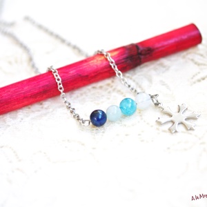 Colier cu pietre albastre si fulg de zapada, Bijuterii, Coliere, Coliere din pietre semipretioase, Confectionarea bijuteriilor, ARTYNOS