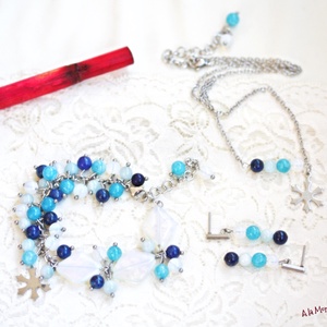 Cercei cu pietre albastre - bijuterii - cercei - cercei lungi - Artynos.ro