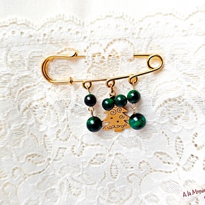 Brosa cu ochi de tigru si bradut - bijuterii - broșe - Artynos.ro