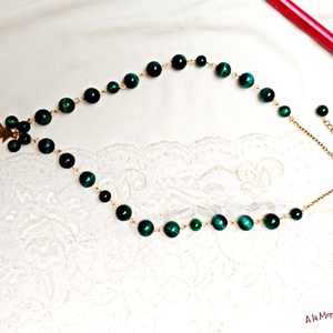 Colier cu ochi de tigru si bradut - bijuterii - coliere - coliere din pietre semiprețioase - Artynos.ro