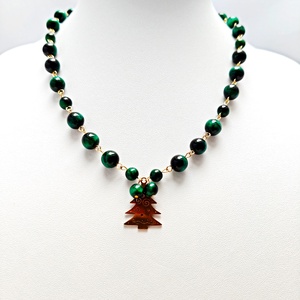 Colier cu ochi de tigru si bradut - bijuterii - coliere - coliere din pietre semiprețioase - Artynos.ro