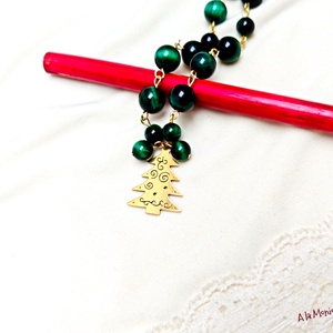 Colier cu ochi de tigru si bradut - bijuterii - coliere - coliere din pietre semiprețioase - Artynos.ro