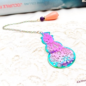 Semn de carte cu om de zapada si jad - cărți și creații cu tematică muzicală, cadouri - semn de carte - Artynos.ro