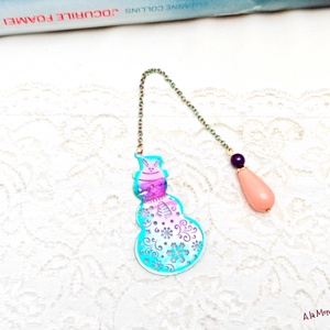 Semn de carte cu om de zapada si jad - cărți și creații cu tematică muzicală, cadouri - semn de carte - Artynos.ro