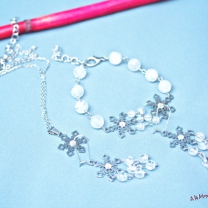 Colier fulg de zapada si cristal de gheata - bijuterii - coliere - coliere cu pandative - Artynos.ro