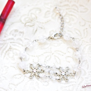 Bratara cu cristal de gheata si fulg de zapada - bijuterii - brățări - brățări din pietre semiprețioase - Artynos.ro