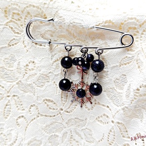 Brosa cu piatra soarelui si fulg de zapada - bijuterii - broșe - Artynos.ro