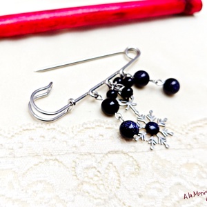 Brosa cu piatra soarelui si fulg de zapada - bijuterii - broșe - Artynos.ro