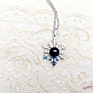 Colier cu piatra soarelui si fulg de zapada - bijuterii - coliere - coliere cu pandative - Artynos.ro