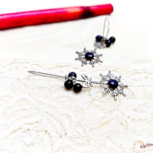 Cercei cu piatra soarelui si fulg de zapada - Artynos.ro