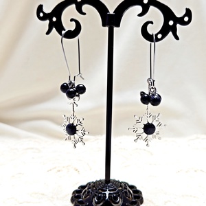 Cercei cu piatra soarelui si fulg de zapada - bijuterii - cercei - cercei din pietre semiprețioase - Artynos.ro