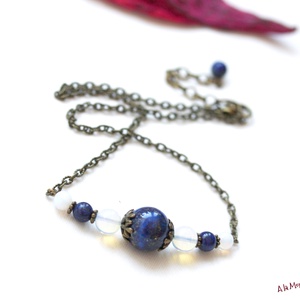 Colier cu lapis lazuli si opalit, Bijuterii, Coliere, Coliere cu pandative, Confectionarea bijuteriilor, ARTYNOS