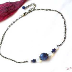 Colier cu lapis lazuli si opalit - bijuterii - coliere - coliere cu pandative - Artynos.ro