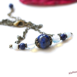 Colier cu lapis lazuli si opalit - bijuterii - coliere - coliere cu pandative - Artynos.ro