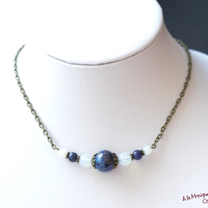 Colier cu lapis lazuli si opalit - bijuterii - coliere - coliere cu pandative - Artynos.ro