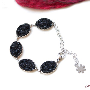Bratara cu druzy negru - bijuterii - brățări - brățări din mărgele - Artynos.ro