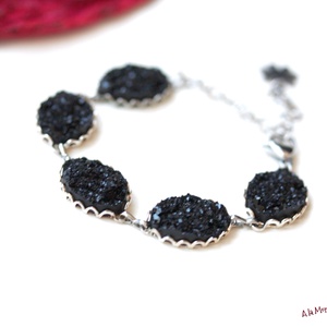 Bratara cu druzy negru - bijuterii - brățări - brățări din mărgele - Artynos.ro