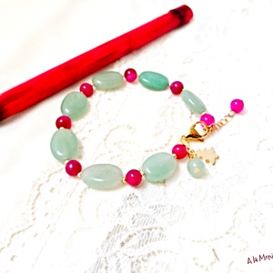 Bratara cu bradut, aventurin si agate - bijuterii - brățări - brățări din pietre semiprețioase - Artynos.ro