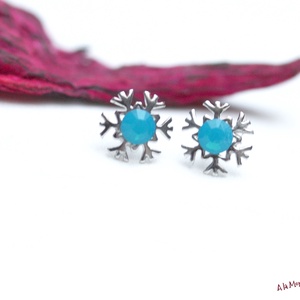 Cercei fulg bleu de argint - bijuterii - cercei - cercei din argint - Artynos.ro