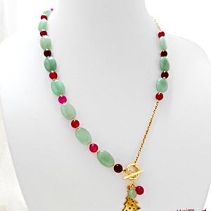 Colier cu bradut aventurin si agate - bijuterii - coliere - coliere din pietre semiprețioase - Artynos.ro