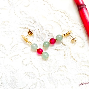 Cercei cu bradut aventurin si agate - bijuterii - cercei - cercei din pietre semiprețioase - Artynos.ro