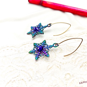 Cercei cu fulgi de zapada si cristale Swarovski - Artynos.ro