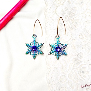 Cercei cu fulgi de zapada si cristale Swarovski - bijuterii - cercei - cercei din sticlă - Artynos.ro