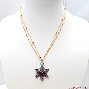 Colier cu fulg de zapada si cristal violet - bijuterii - coliere - coliere cu pandative - Artynos.ro