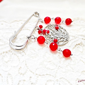 Brosa de iarna cu flori visinii - Artynos.ro