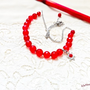 Colier de iarna cu floare visinie - Artynos.ro