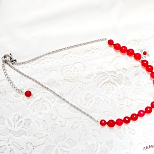 Colier de iarna cu floare visinie - bijuterii - coliere - coliere din pietre semiprețioase - Artynos.ro