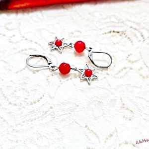 Cercei de iarna cu flori visinii - Artynos.ro