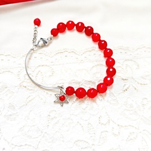 Bratara de iarna cu floare visinie - bijuterii - brățări - brățări din pietre semiprețioase - Artynos.ro