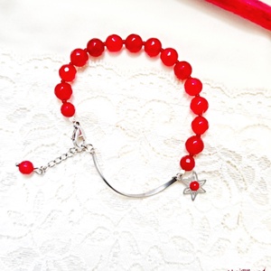 Bratara de iarna cu floare visinie - bijuterii - brățări - brățări din pietre semiprețioase - Artynos.ro