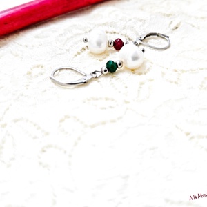 Cercei de Craciun cu perle si jad - Artynos.ro