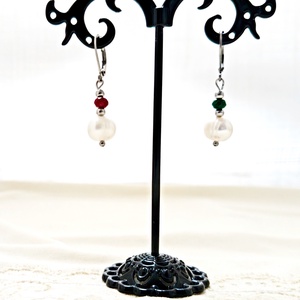 Cercei de Craciun cu perle si jad - bijuterii - cercei - cercei lungi - Artynos.ro