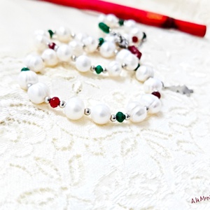 Colier de Craciun cu perle si jad - Artynos.ro