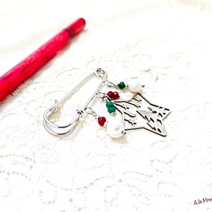 Brosa de Craciun cu perle si jad - Artynos.ro