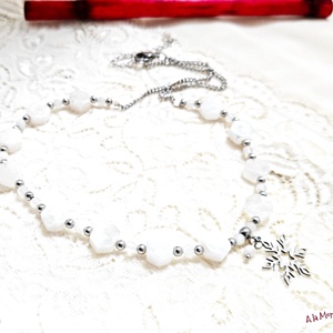 Colier cu jad piatra lunii si fulg de zapada  - Artynos.ro